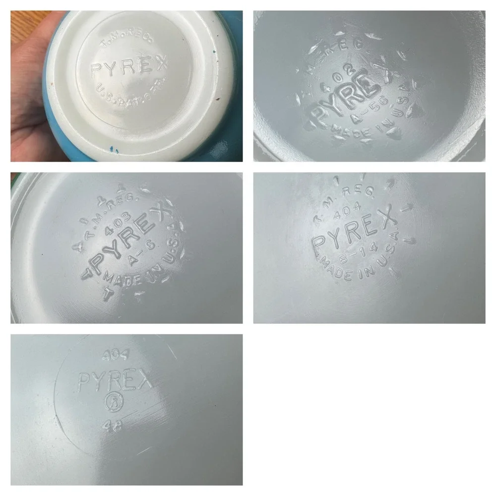 Pyrex Mixing Bowls Set of 5 Primary Colors Red Yellow Green‎ Blue Vintage